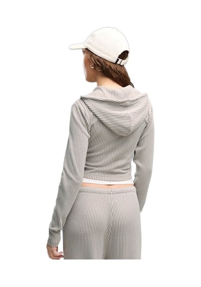 Puma Ess Ribbed Hoodie Kadın Sweatshirt 636669-81 Gri