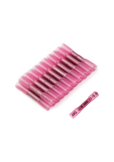Koodmax - 10 Adet - Bht-1.25 Isıyla Daralan Makaron 19a 0.5-1.5mm² Su Geçirmez Konnektör - Pembe