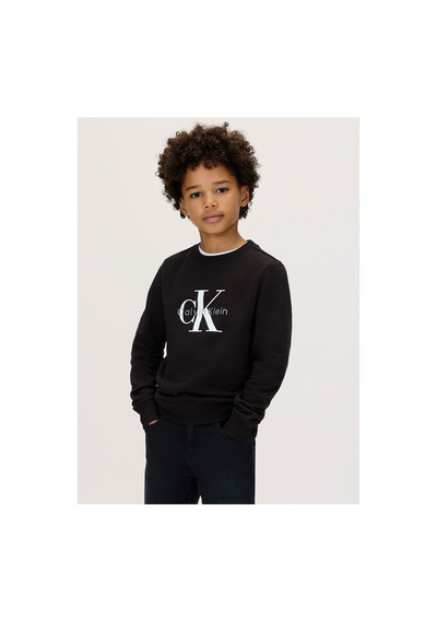 Calvin Klein Unisex Çocuk Ck Monogram Terry Cn Sweatshirt - Siyah Black