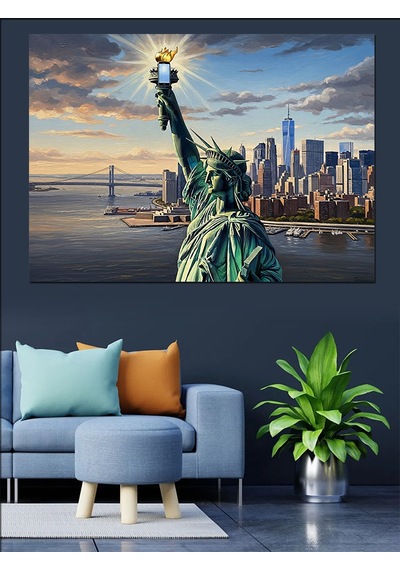 Ahşap Tablo Özgürlük Anıtı Ve New York