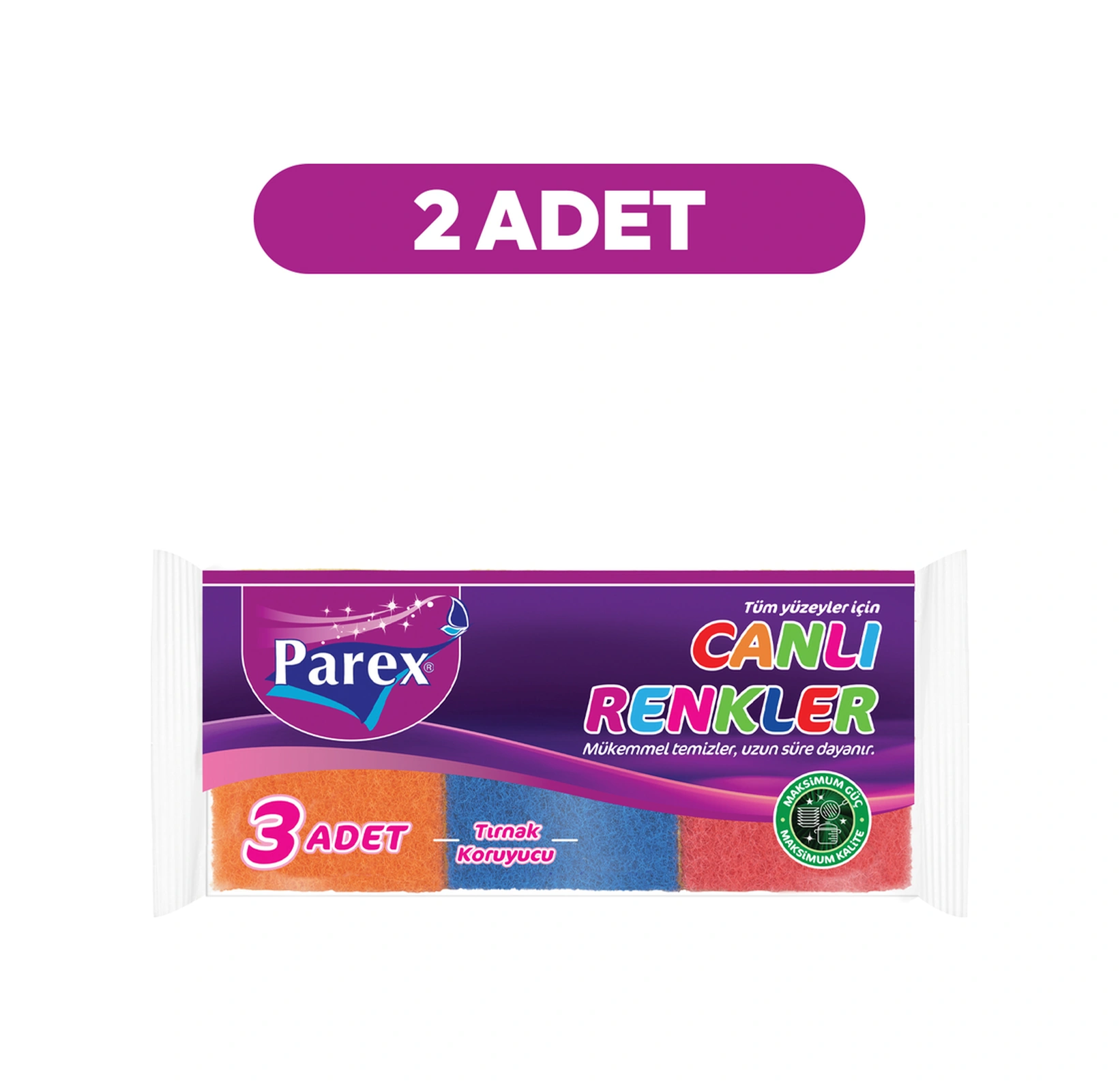 Canlı Renkler 3'lü Sünger Oluklu İkili Paket