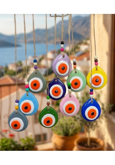 10 Adet El Yapımı Nazar Boncuğu. Balkon Duvar Ağaç Süsü -