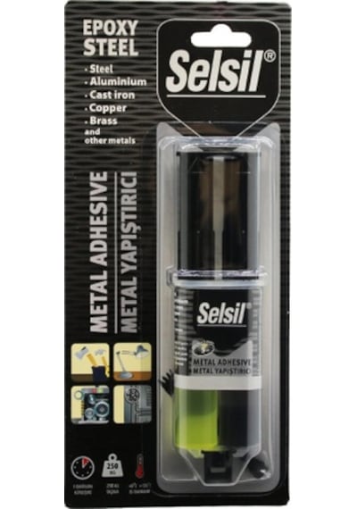 Selsil Epoxy Steel Metal Şırınga Epoksi Yapıştırıcı 28gr. Metal - Çelik - Alüminyum - Ahşap - Plasti