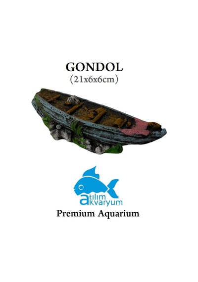 Mavi Gondol Gemi Akvaryum Dekoru 21x6x6cm