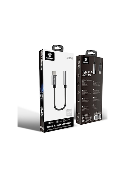 Lenyes Ax105 Type-c To 3.5mm Aux Çevirici Örgülü Ses Adaptörü Gümüş Gümüş
