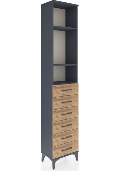 Arges Dolap 3 Raflı 6 Çekmeceli 44x30x221 Antrasit-çam Antrasit Arges Dolap 3 Raflı 6 Çekmeceli 44x30x221 Antrasit-çam Antrasit