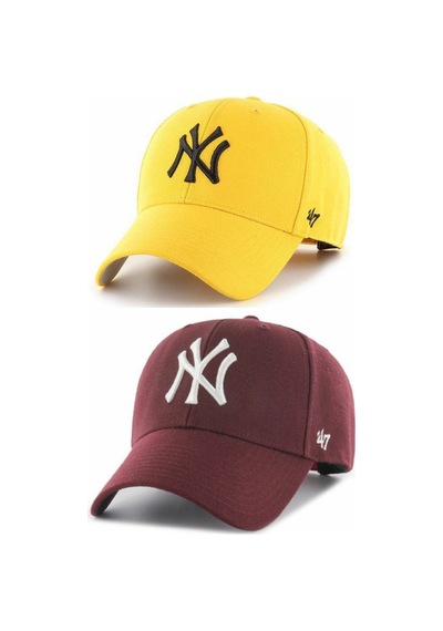 Gyes Spor Ny Şapka Unisex 2'li Takım Arkası Cırtlı Ayarlanabilir Bordo Sari Bordo