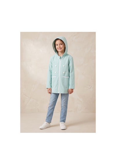 Deniva Kids Kız Çocuk Pudra Bebek Mavisi Kapüşonlu Kruvaze Düğmeli Fermuarlı Astarlı Yağmurluk Rüzgarlık Mont Deniva Kids Kız Çocuk Pudra Bebek Mavisi Kapüşonlu Kruvaze Düğmeli Fermuarlı Astarlı Yağmurluk Rüzgarlık Mont