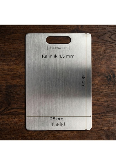 316l 1,5 Mm Kalınlığında Paslanmaz Çelik Kesme Tahtası 28x38 Cm Üstün Hijyen, Maksimum Dayanıklılık Metalik Gri