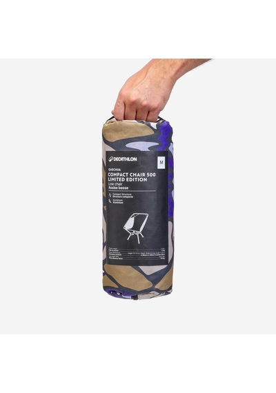Quechua Pratik Portatif Katlanır Kamp Sandalyesi - Mor / Haki - Çantalı M 110kg - 500 Çok Renkli