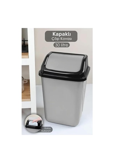 Plastik Kapakli 30 Litre Cop Kovasi, Brc185516072025 Genel