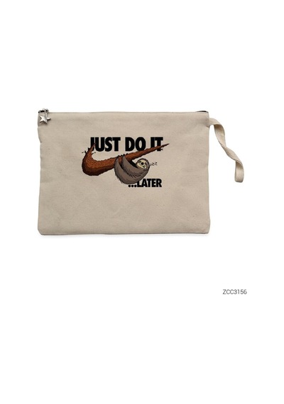 Zepplin Giyim Just Do It Later Clutch Astarlı Cüzdan / El Çantası Krem