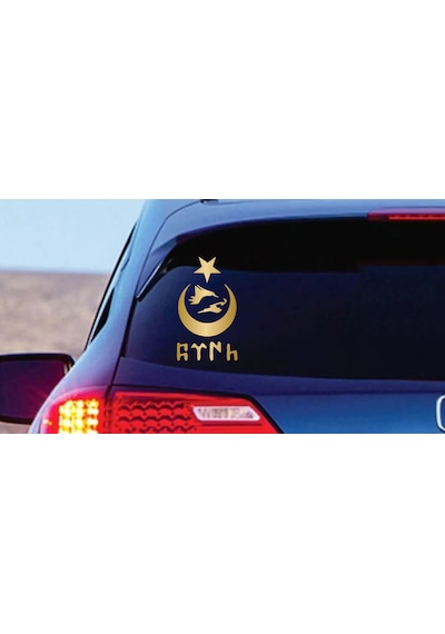 Kurt Ay Yıldız Ve Türk Yazı Sticker - Araba Oto Motosiklet Karavan Sticker - 00672 20x12 Cm