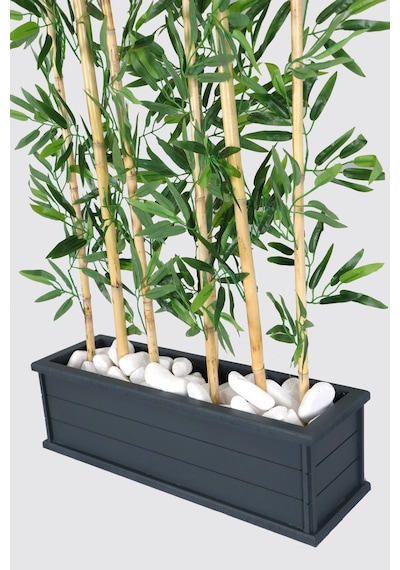 Yapay Çiçek Deposu Islak Yapraklı 7 Çubuklu Gri Saksıda Bambu Seperatör Asorti 20x70x120-155cm