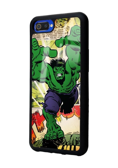 Oppo Realme C2 Hulk Tasarımlı Glossy Telefon Kılıfı Siyah