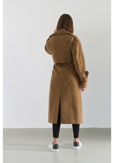 Durivya Kruvaze Yaka Oversize Trençkot Bakır