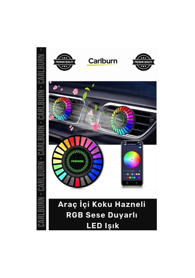 Otokoku Bluetooth Uygulama Kontrollü Havalandırma Araç İçi Koku Hazneli Rgb Sese Duyarlı Led Işık