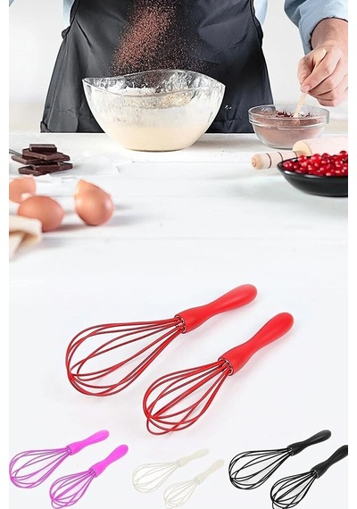 Safestore 2'li Silikon Yumurta Puding Sos Kremşanti Çırpma Teli Çırpıcı