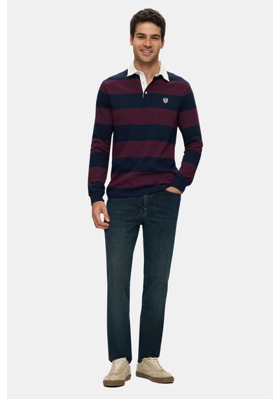 UCLA Rugby Bordo Nakışlı %100 Pamuk Polo Yaka Standard Fit Erkek Sweatshirt