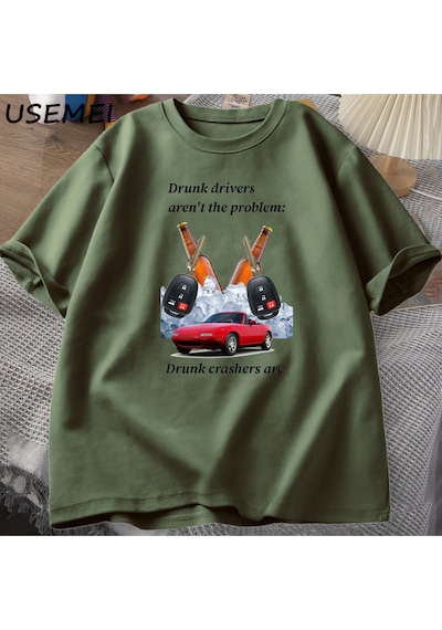 Flood Of Style Sarhoş Sürücüleri Erkek Tişört Komik T Shirt Sarhoş Sürüş Moda Kısa Kollu T-shirt Pamuk Erkek Yeşil