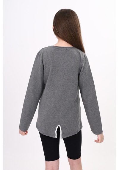 Toontoy Kız Çocuk Milan Baskılı Sweatshirt Antrasit Melanj