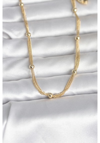 Ceylan Adam Cm 14k Gold Renk Topçuk Model 60 Cm Kadın Kolye Çok Renkli