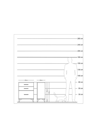 Arges Komodin 3 Çekmeceli 60x30x80 Çam-çam Atlas Çam