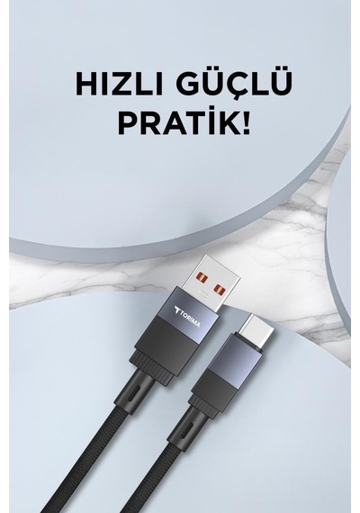 Torima U18 Siyah Usb İle Type-c Şarj Ve Data Kablosu