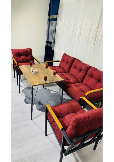 Madame Home Açelya Balkon, Bahçe, Cafe - Salon - Metal Kanepe Koltuk Takımı 3+1+1 + Masa Bordo Madame Home Açelya Balkon, Bahçe, Cafe - Salon - Metal Kanepe Koltuk Takımı 3+1+1 + Masa Bordo