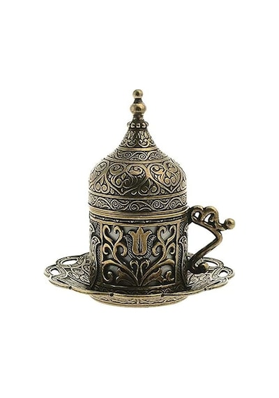 1 Adet Türk Yunan Arap Kahvesi Espresso Fincan Tabağı Lale Antik Yeşil Diğer