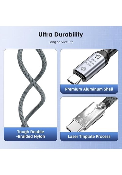 Type C To Type C Usb4.0 240w 40gbps 8k60hz Uzatma Kablosu 1 Metre Lcu