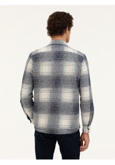 Cacharel Lacivert Yün Karışımlı Ekose Overshirt Gömlek Cacharel Lacivert Yün Karışımlı Ekose Overshirt Gömlek