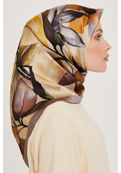 Armine İpek Eşarp 2025 Kış - 9205-04 Twill - Krem Yeşil