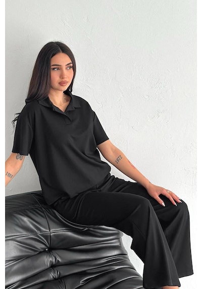 Noa & Noa Kadın Kısa Kollu Takım Minimal & Güçlü Stil Siyah