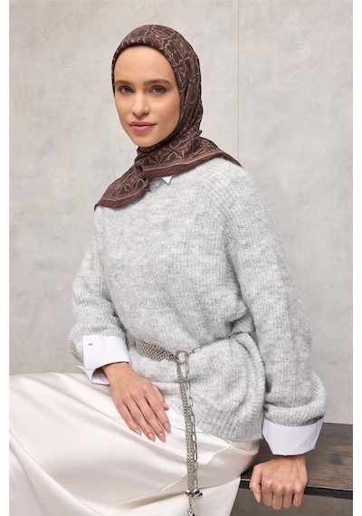 Silk Home Viskon Velora Eşarp Acı Kahve Yonca Desenli Tok Duruşlu 90x90 Çok Renkli