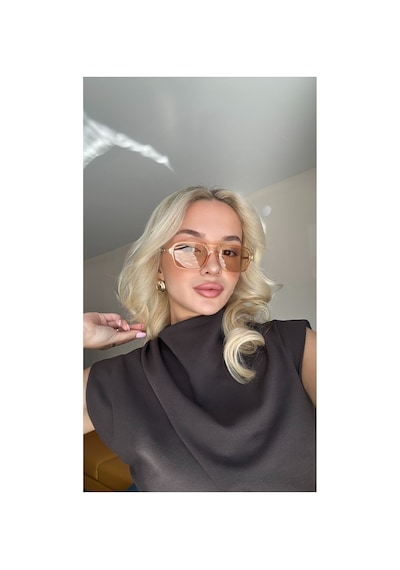 Nude Çerçeve Nude Cam Dikdörtgen Kadın Güneş Gözlüğü Siyah