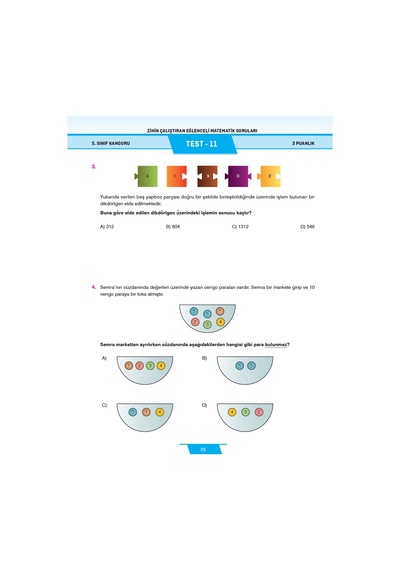 5. Sınıf Zihin Çalıştıran Eğlenceli Kanguru Matematik Soruları
