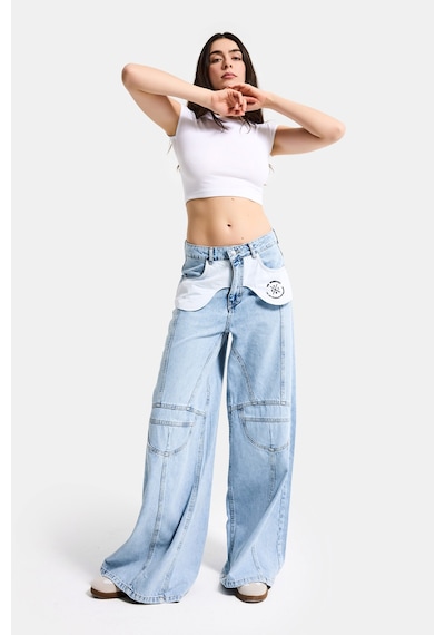 it's basic Kadın Ice Palazzo Fit Özel Tasarım Denim Jean Buz Mavi