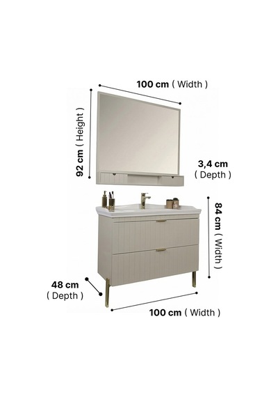 Kobos Noble 100 Cm Banyo Dolabı Seti Luna Gri Kobos Noble 100 Cm Banyo Dolabı Seti Luna Gri