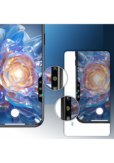 Apple Uyumlu   iPhone 13 Mohseven Safir Coating Privacy Hayalet Temperli Cam Ekran Koruyucu Siyah