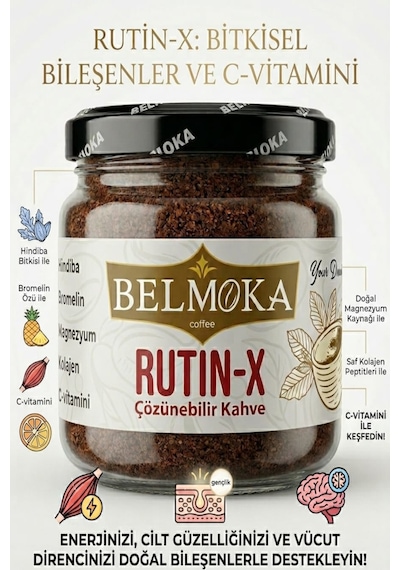 Belmoka Rutin-x Kolojen Magnezyum Bromelain İnülin ve C Vitamini Katkılı Hindiba Kahvesi 120 G