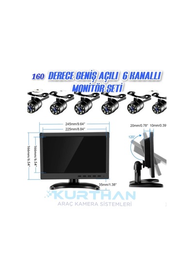 Twogo 6 Kanallı 10 İnç Monitör 6 Adet Beyaz Ledli Kelebek Kamera