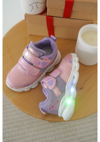 Daxtors Cayt Cırtlı Unisex Çocuk Sneaker Spor Ayakkabı Pudra