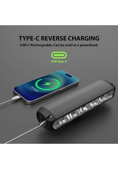 Asia Beam - 6 Usb Şarjlı 1400lm Bisiklet Ön Işık Far Siyah