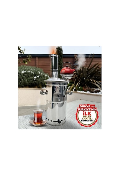 İFYIL Pelet Yakıtlı Dumansız Paslanmaz Çelik 4.5 L Semaver (Peletli)