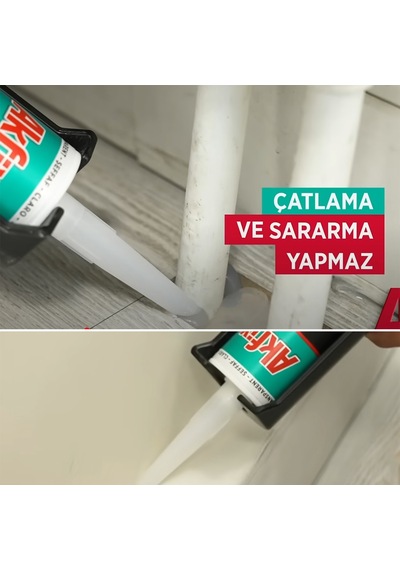Beyaz Genel Amaçlı Silikon Yapıştırma Sızıntı Önleyici Dolgu Silikonu Akfix 1100e 280 Gr 1 Adet