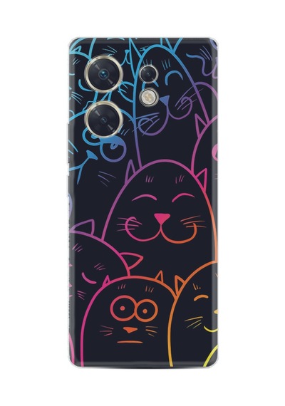 Infınıx Zero 30 4g Kılıf Silikon Desen Özel Seri Neon Cats 1790