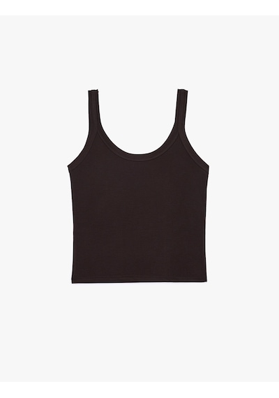 Koton Modal Kumaş Slim Fit U Yaka Askılı Top Kahverengi 6sak10035pk Kahve