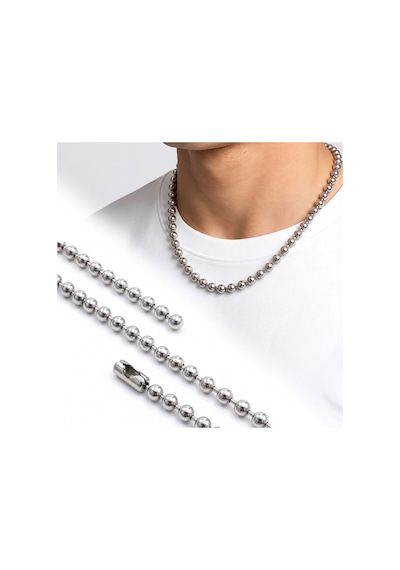 Premium Parlak Ve Şık Damla Erkek 316l Çelik Kolye 6mm 55cm 3183eck049 - Gümüş Renk