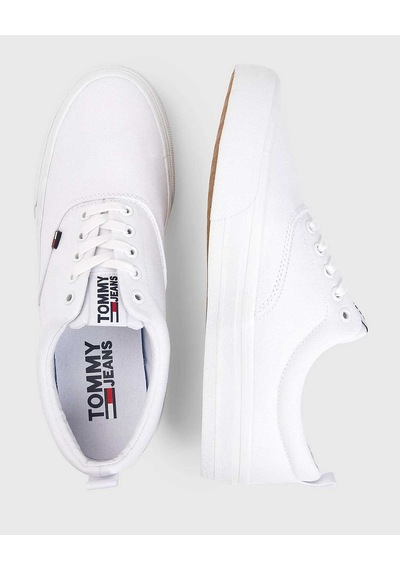 White Erkek Tommy Hilfiger Klasik Erkek Vulcanized Sneaker EM0EM0 Beyaz